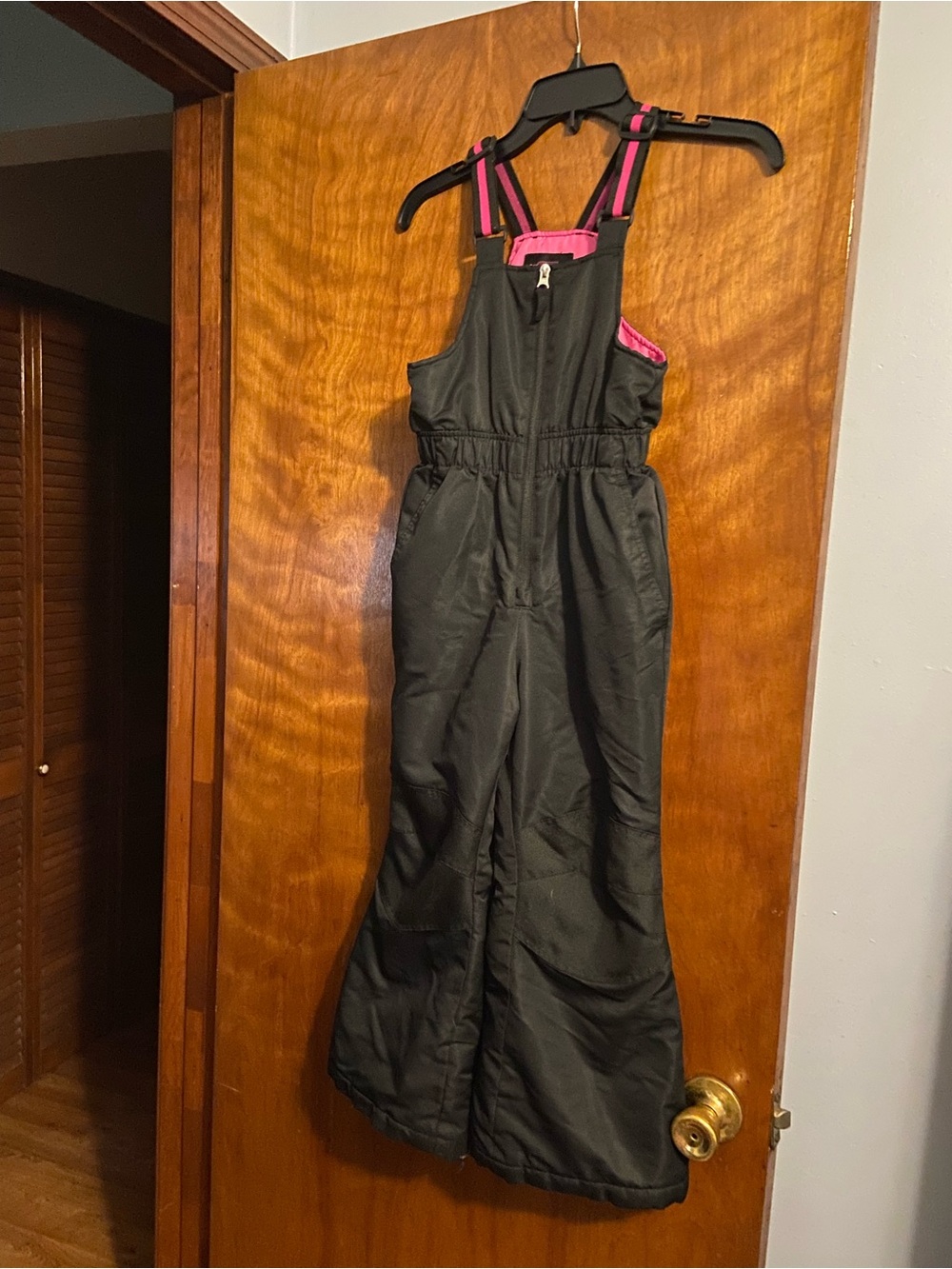 Swiss Tech Black Kids Snow Overalls with Pink Trim